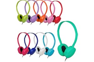 OSSZIT Headphones for Kids School Classroom Bulk 10 Pack Multi Colored,Wired Adjustable Student Headphones with 3.5mm Plug for Students Teens Children and Adult (10 Colors)