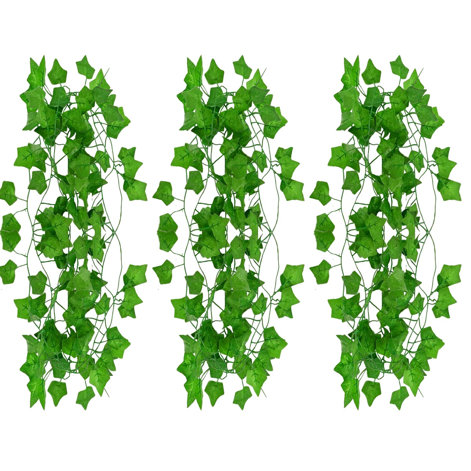 Owill 3 pack Artificial Fake Vine, 21Ft Fake Ivy Fake Plants Green Leaves Hanging Vine Plant Vine Decoration for Home Kitchen Garden Office Wedding Wall
