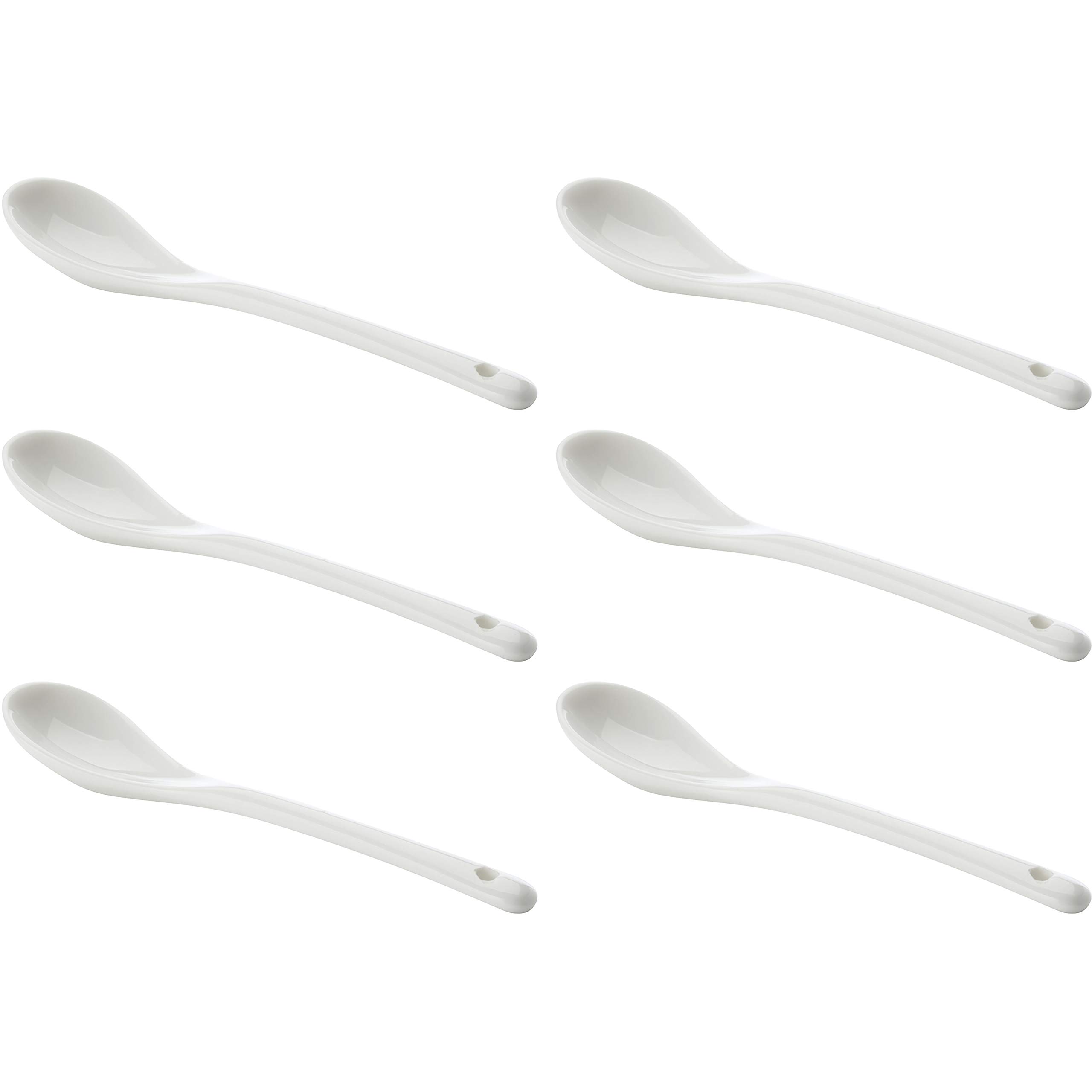 Maxwell & Williams 5255241 White Basics Sugar Spoon Set, Porcelain, White, 13 x 2.5 x 1.5 cm, 6 Pieces