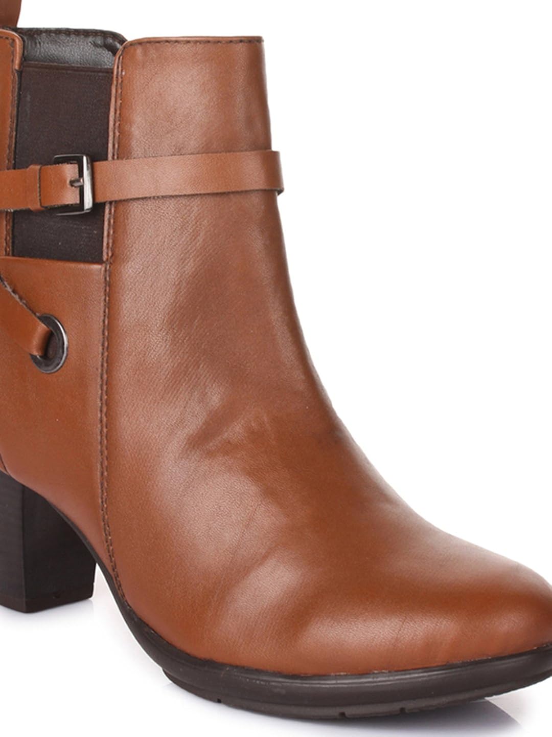 bruno manetti women (ay-110) tan synthetic leather heeled boots