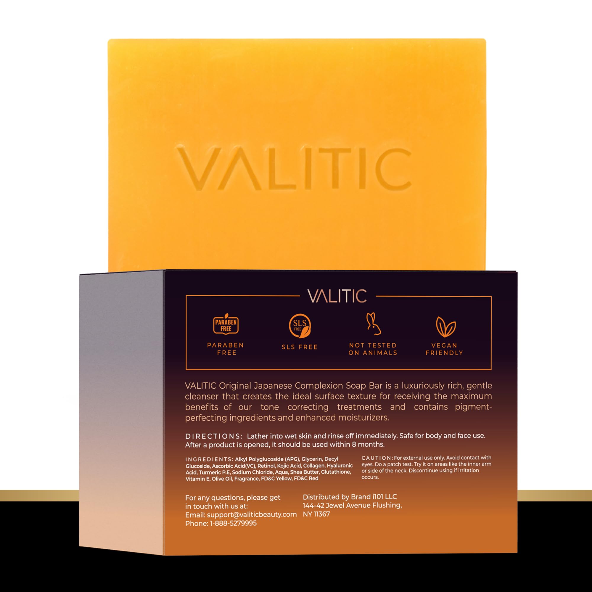 VALITIC Kojic Acid Soap for Hyperpigmentation - with Glutathione, Collagen & Vitamin C - Natural Soap Bars with Turmeric - Original Japanese Complex for Dark Spot Correction - 2 Pack
