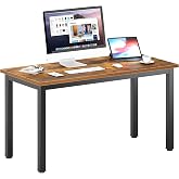 DlandHome 47 inches Medium Computer Desk for Bedroom, Retro | Decent Steady Home Office Desk, Writing Study Craft Work Table, Sturdy Metal Frame, Adjustable Feet, Compact Modern Design