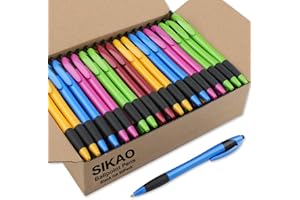 Sikao Pens Bulk, 60 Pack Gripped Slimster Ballpoint Pens Black Ink 1.0mm Medium Point Smooth Writing, Click Pens with Comfort Grip for Teachers, Students, Restaurant Servers, School & Office Use