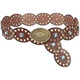 XuoAz Women Wide-Disc Western-Belts Boho-Concho-Belt Cowgirl Cowboy Chunky Belts for Jeans Pants