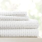 Linen Market Patterned Microfiber Queen Sheet Set 4 Piece – Oeko-TEX Certified Ultra Soft & Wrinkle-Free - 16" Deep Pocket Sheets - Easy Care Queen Size - Beaded Arrows Light Gray