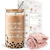 DHQH Godmother Proposal Gift for Women, Godmother Mothers Day Gifts from Godchild, Birthday Christmas Gifts Set with 16 Oz Coffee Glass Cup