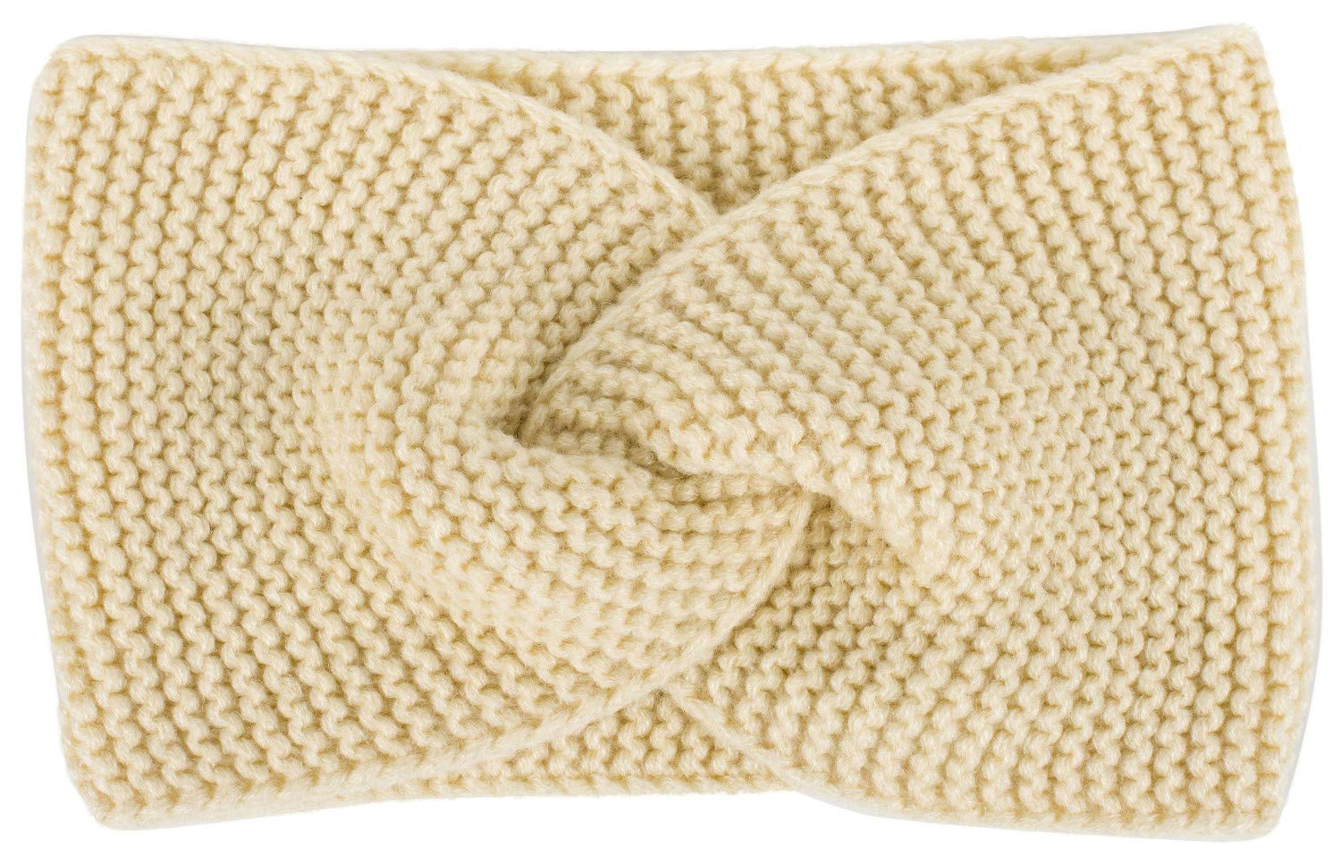 styleBREAKER Women Fine knit headband with twist knot, frizz pattern, warm winter hair band, headband 04026054, color:Beige