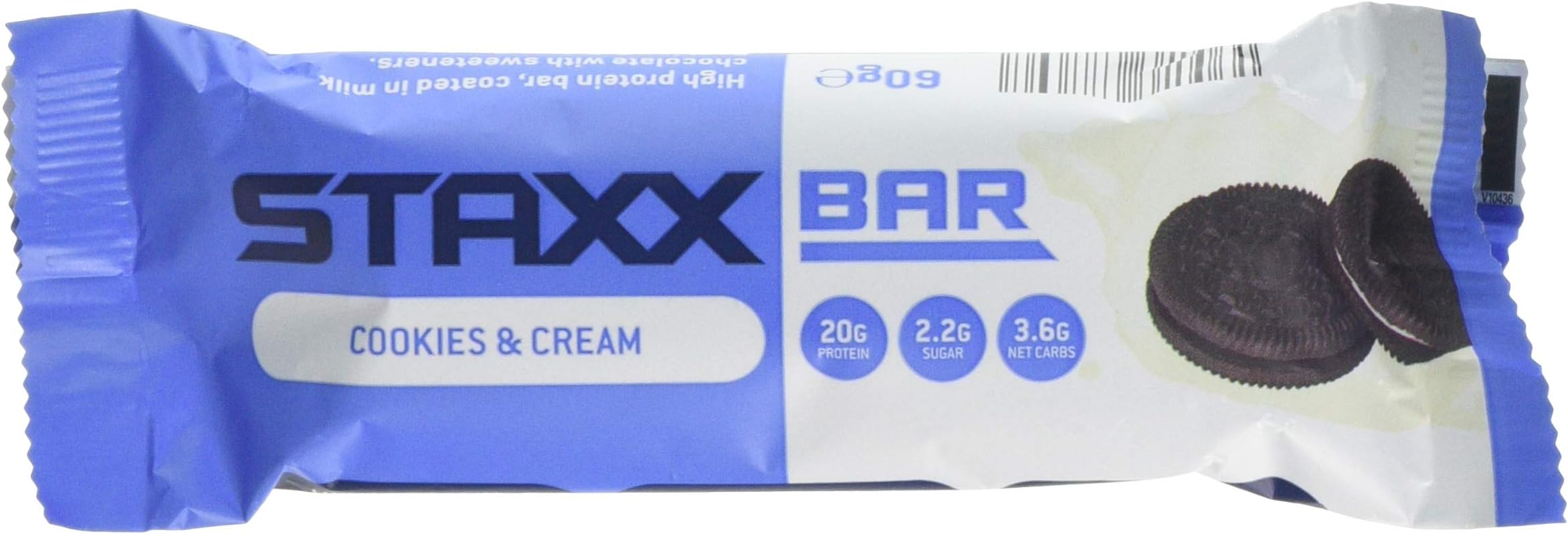 STAXX Bar - The Ultimate Low CARB HIGH Protein Bars - 12 x 60g Bar (Cookies & Cream)