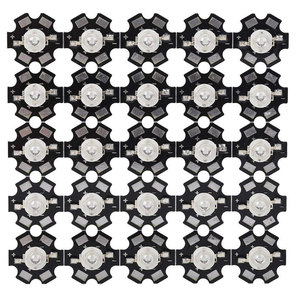 25pcs 3W LED Ultraviolet Chip Light 395nm-400nm High Power UV Lamp Beads Diode Chips with Aluminium Base