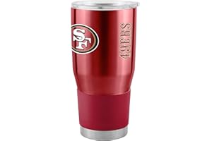 Team Fan Apparel NFL 30oz Gameday Stainless Steel Tumbler, Insulated For Hot & Cold, Slider Lid, Silicone Grip, Officially Licensed (San Francisco 49ers - Cardinal)