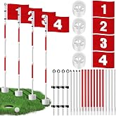 Burbell 4 Pack Golf Flag Stick 6ft Putting Green Flag Golf Hole Cup Pole Pin Numbered Flags for Driving Range Backyard Yard Putting Green and Chipping Greens Gifts(Red,Digital Style 1,4 Pack)