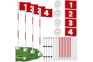 Burbell 4 Pack Golf Flag Stick 6ft Putting Green Flag Golf Hole Cup Pole Pin Numbered Flags for Driving Range Backyard Yard Putting Green and Chipping Greens Gifts