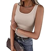 ANRABESS Womens Sleeveless Scoop Neck Tank Top Ribbed Fitted Summer Basic Slim Cute Tops 2026