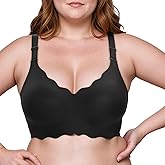 Nimiah Womens Bras No Underwire - Buttery Soft Comfortable Seamless Bralette Scalloped Full Coverage Everyday Tshirt Bra
