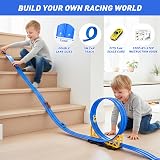Dreamon 5M Flexible Car Track with 4 Cars 2 Ramps Storage Bag Blue view 4