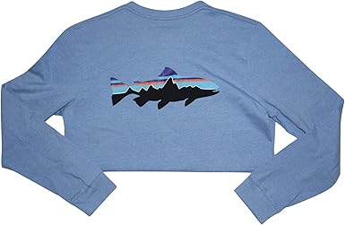Amazon.com: Patagonia Men's Long-Sleeved Fitz Roy Trout Responsibili-Tee - Wilder Blue M: Clothing