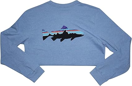 Amazon.com: Patagonia Men's Long-Sleeved Fitz Roy Trout Responsibili-Tee - Wilder Blue M: Clothing