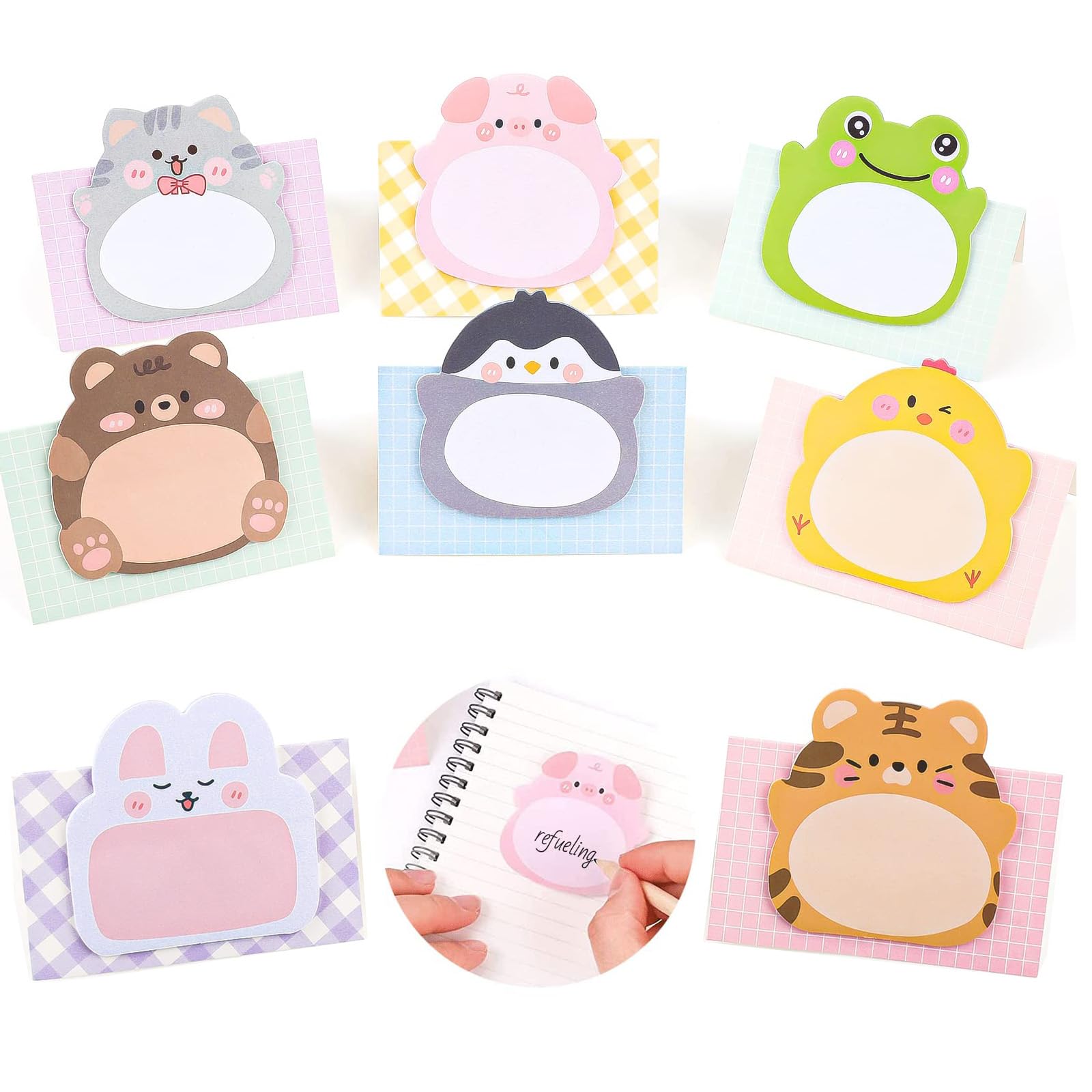 Cartoon Sticky Notes,480 Sheets(24 Packs) Cartoon Animal Sticky Notes Animal Sticky Notes Set for Kids Square Cute Standing Sticky Notes Mini Memo Note Pad for Home Office School Supplies