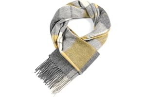 WAMSOFT Wool Winter Plaid Scarf for Men Tartan Women Fashion Thick Scarf Soft Warm Checkered Striped Classic Scarves