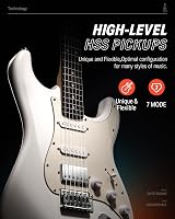 Donner DST-152W White Electric Guitar HSS Coil Split Bundle view 4
