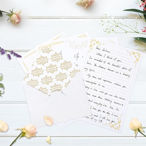 WSICSE 240 Piece Stationery Set - Vintage Letter Paper, Envelopes & Stickers For Letter Writing (Gold) - View #7