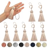 Fenghuangwu 8PCS Tassel Key Colorful Tassel for Cord Loop,Handmade Tassels | Tassels for Decoration,Key Tassels for Antique Furniture,Tassels for Pillows,Elegant DIY Craft Accessory Home Decor,Beige