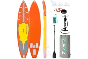 FunWater SUP Inflatable Stand Up Paddle Board Ultra-Light Inflatable Paddleboard with ISUP Accessories, Fins, Kayak Seat, Adjustable Paddle, Pump, Backpack, Leash, Phone Waterproof Bag