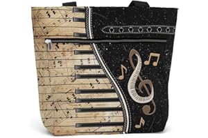 84hoods Tote Bag for Women. Large Shoulder Bag with Pockets and Zipper for Work. Gift for Piano Players, Piano Lovers.