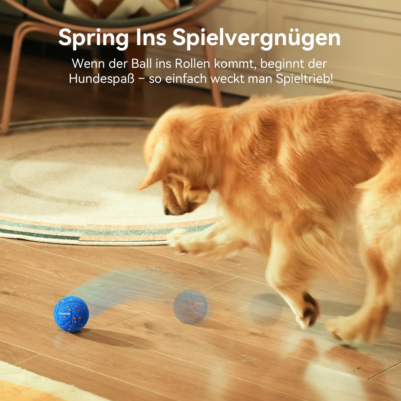 Cheerble Wicked Ball AIR - Interaktiver Hundeball mit 3 Spielmodi, Blau 2