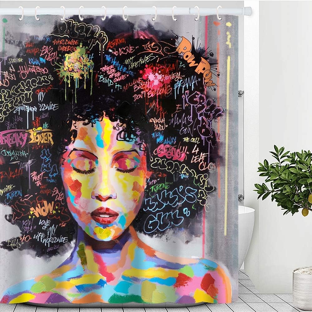 Countter Shower Curtain, Luxurious and Sexy Black Girl Art