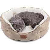 Bedsure Small Dog Bed Washable,Round Cat Beds for Indoor Cats,20in Camel | Soft Plush Pet Bed,Dog Beds for Small Dogs for Puppy and Kittens,Anti-Slip Bottom,Easy to Clean