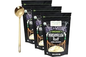 moofin Organic Marshmallow Root Powder - 3.8 Ounce Bundle Golden SS Spoon, Herbal Support for Digestive & Respiratory Health [Pack of 3]