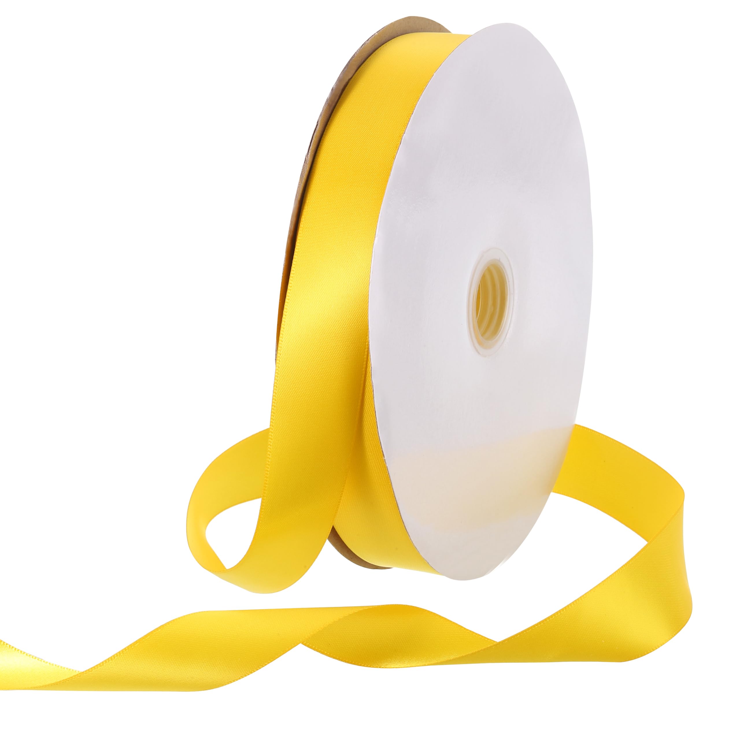 Rebower 25mm Satin Ribbon 91m Thick Double Face Grosgrain Silk Ribbon, [for Gift Wrapping, Hair Bows, Wedding, Cake, Flower] - 100 Yard/300ft/ Olive Yellow