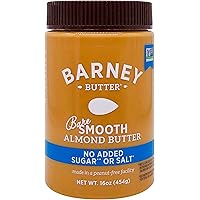 Barney Butter Almond Butter, Bare Smooth, 16 Ounce Jar, No Added Sugar or Salt, Skin-Free Almonds, No Stir, Non-GMO, Gluten F