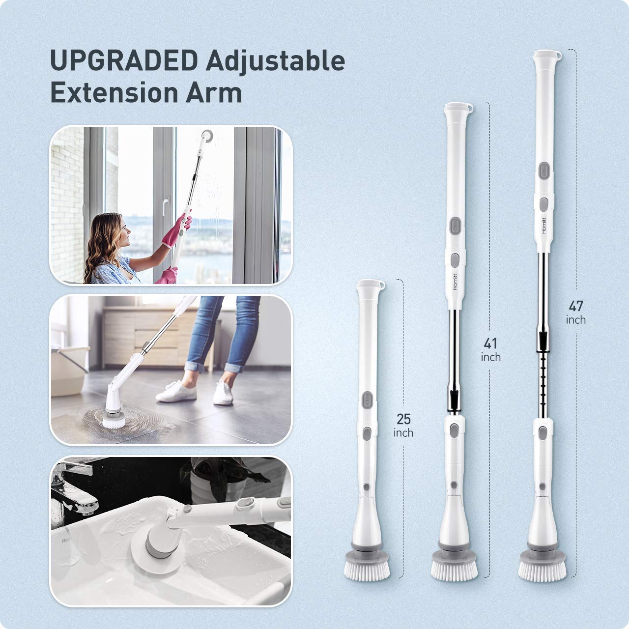 Homitt Electric Spin Scrubber Cordless Shower Scrubber Builtin 2 LG