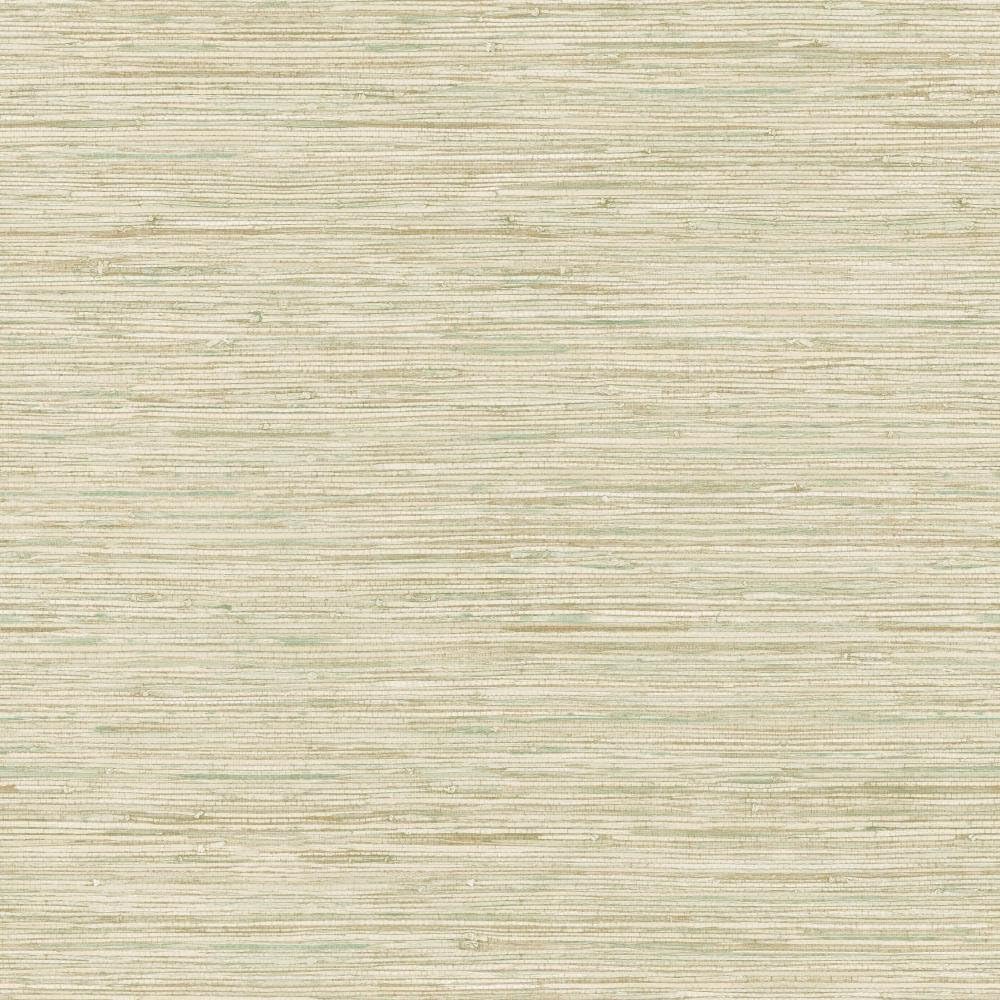 York Wallcoverings Tropics Horizontal Grasscloth Removable Wallpaper, Cream/Tan/Aqua