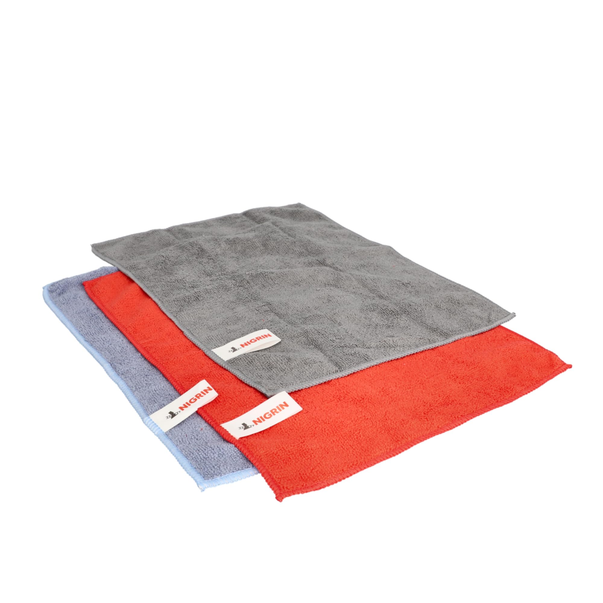 NIGRIN 71114L Microfibre Cloths, Roll of 3