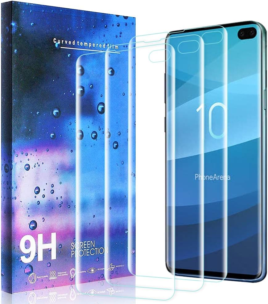 Masstimo [3 Pack Screen Protector for Samsung galaxy S10 Plus, Wet Applied Liquid Skin [Bubble-Free] [Case-Friendly] [Premium Quality] Flexible TPU film with Lifetime Replacement Warranty