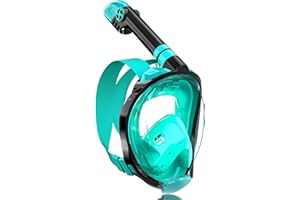 QingSong Full Face Snorkel Mask for Adults, Snorkeling Gear with Camera Mount, 180 Degree Panoramic View Snorkel Set Anti-Fog Anti-Leak