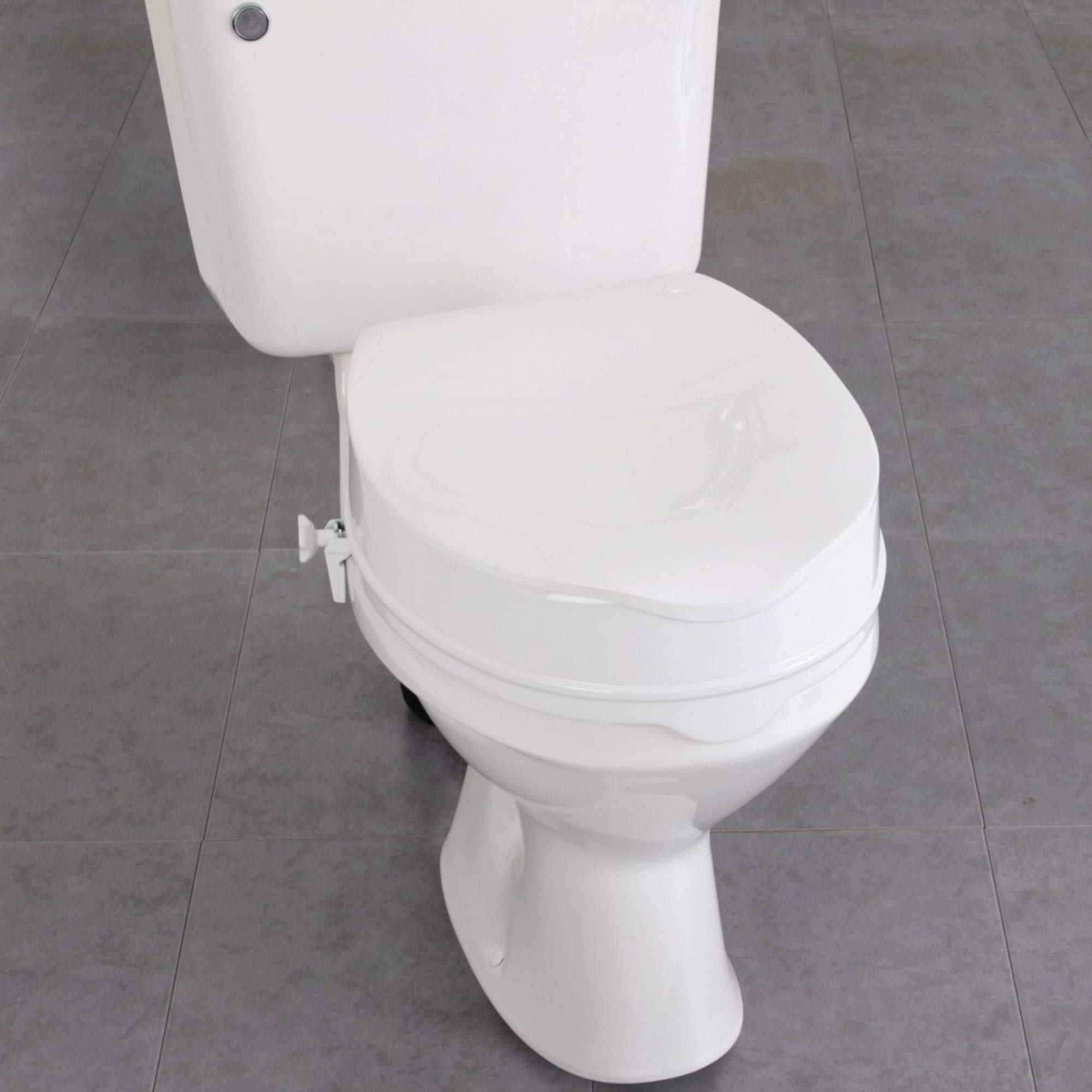 Homecraft Savanah Raised Toilet Seat with Lid, 4" High Elevated Toilet