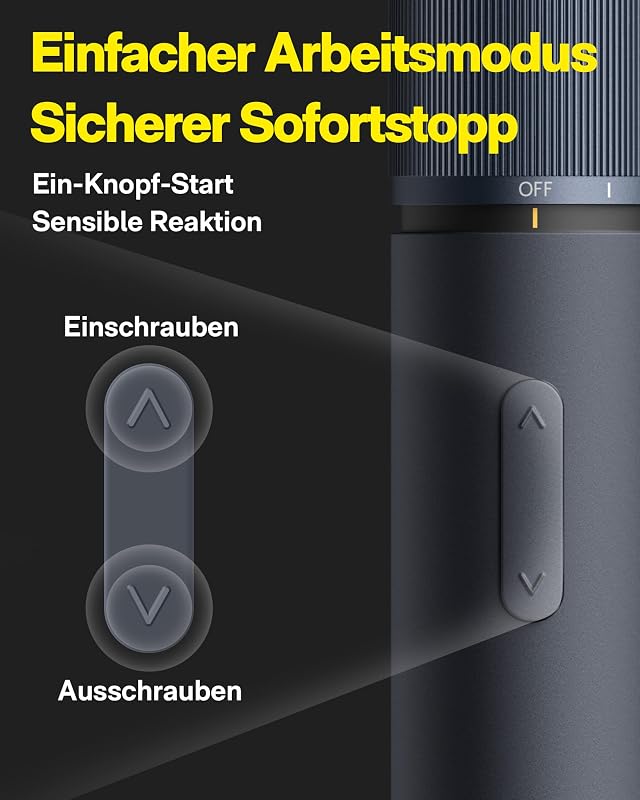 Elektrischer Schraubendreher Set, 12 Bits, 3 Drehmomente bis zu 4 Nm