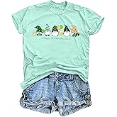 St. Patricks Day Shirt for Womens Cute Gnomes T-Shirt Shamrock Printed Shirts Short Sleeve Graphic Tees Tops