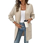 Sidefeel Womens 2025 Fall Outfits Long Sleeve Open Front Cardigan Sweaters Trendy Chunky Hexagon Knit Sweaters Coat