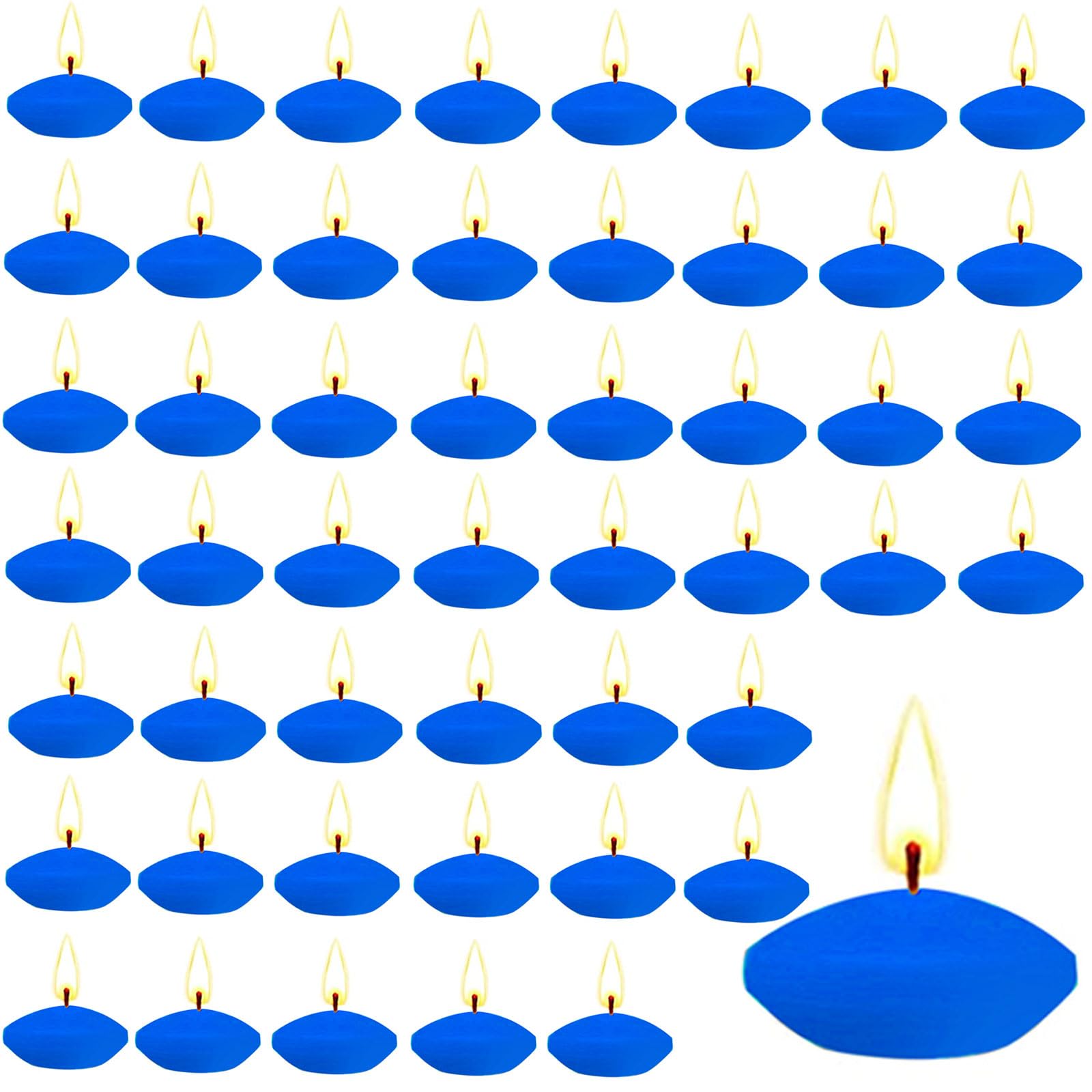 Floating Candles, 50 Pcs Blue Floating Candles Wedding Centerpieces, Christmas Decorations with Floating Candles Pool Used for Weddings, Pools, Spas, Bathtubs