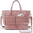 BAGSMART Large Travel Duffel Bag with Shoe Compartment, Puffer Carry-On Gym Weekender Bag for Women, Dark Pink