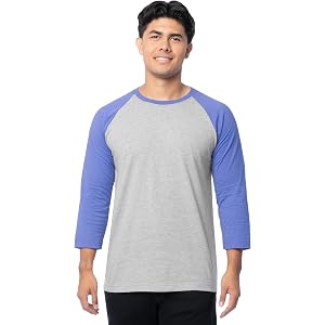 Fruit of The Loom Men's Raglan 3/4 Sleeve Colorblock T-Shirt