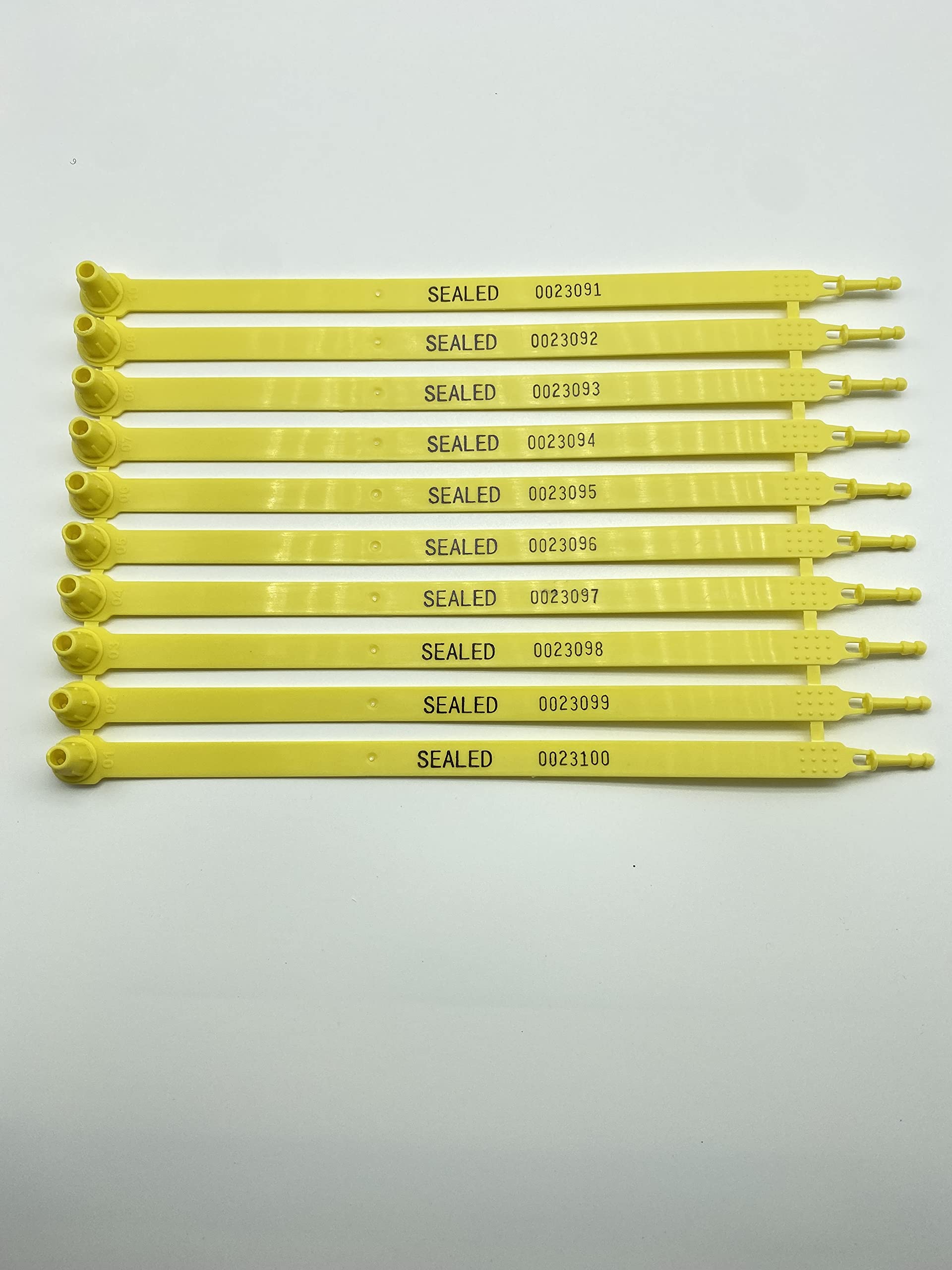 100 Yellow Tite-Lock Plastic Tractor Truck Door Seal Tamper Evident Security Tags Numbered Safety Disposable Locks for Trailer Logistics Shipping Transport