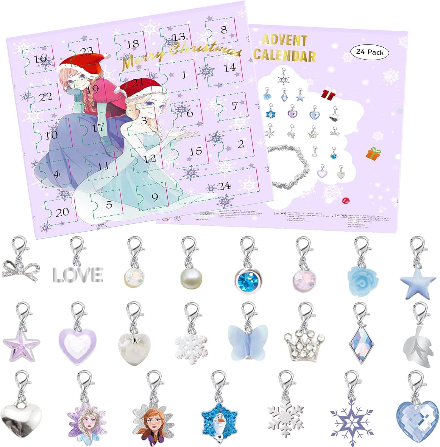 Advent Calendars - Advent Calendar 2023 Girls, 24 Days Surprise Christmas Countdown Calendars Frozen Theme Jewelry Set Gift for Teen with Fashion Unique Charm Bracelet