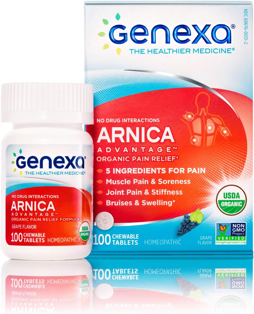 Genexa Arnica Advantage – 100 Tablets | Certified Organic & Non-GMO, Physician Formulated, Homeopathic | Pain Relief Medicine: Health & Personal Care