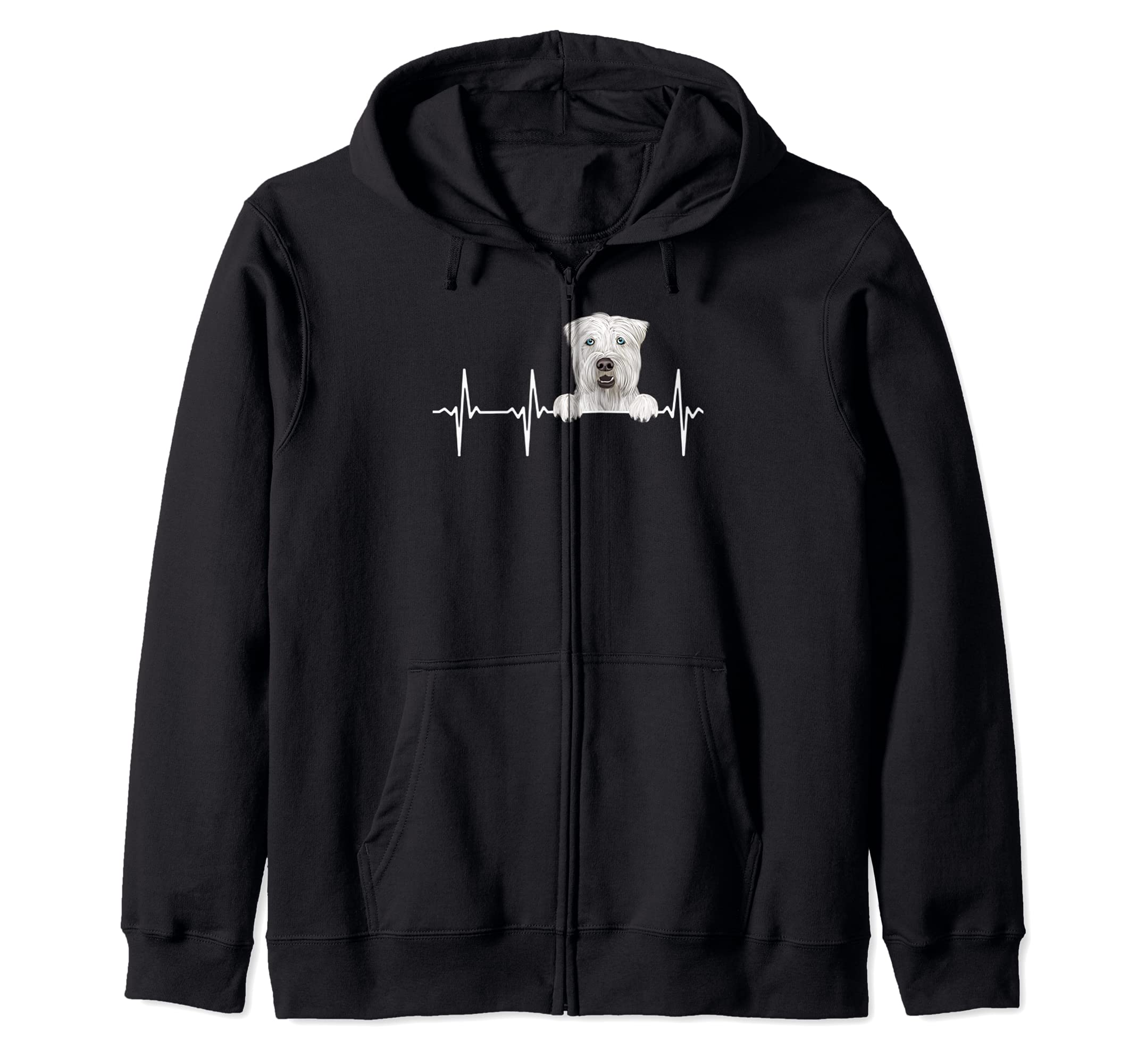 Funny Dog Heartbeat For Soft Coated Wheaten Terrier Lovers Zip Hoodie